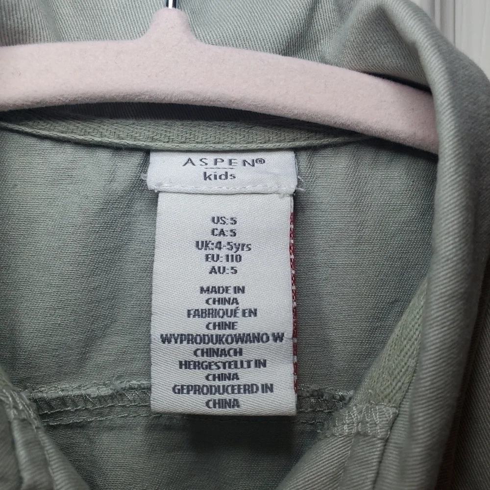 Aspen Kids Zip Up Khaki Green Utility Vest Sz 5
